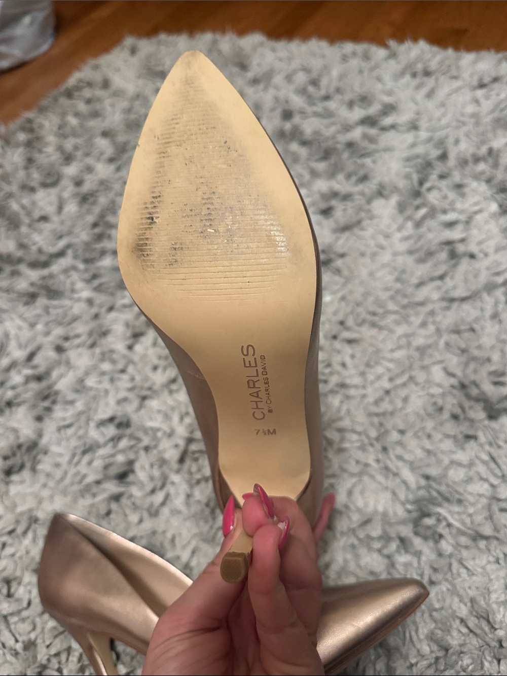 Charles By Charles David Metallic Rose Gold Pointed-Toe Pumps - Picture 6 of 9